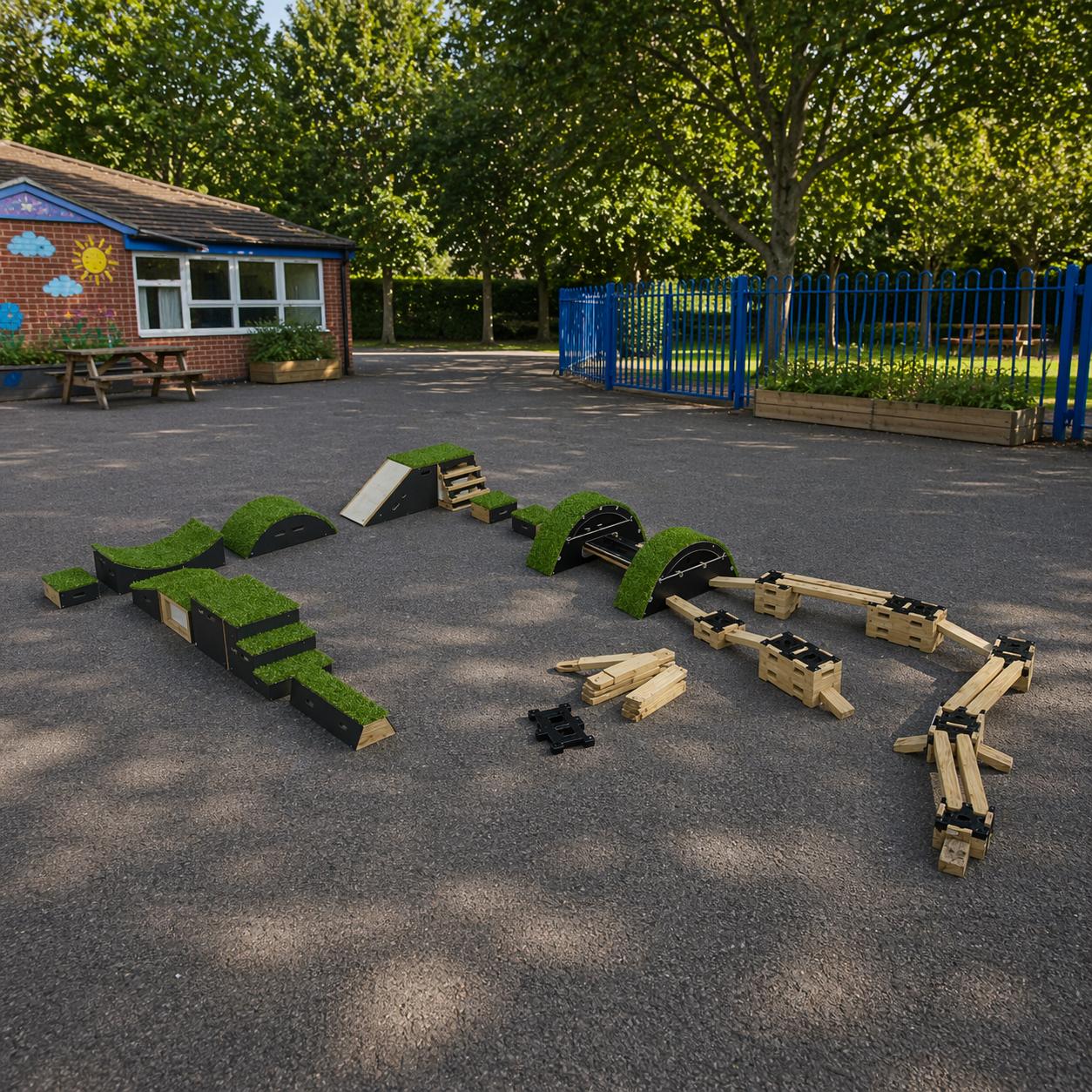 An image showcasing all of the pieces included in the Sports Premium Fundamental Balance & Coordination Package.