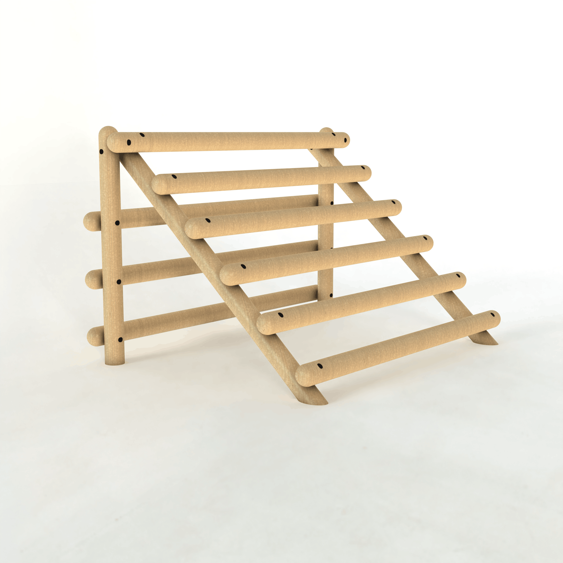 A 3D render of the Vertical Log Climber on a white background.