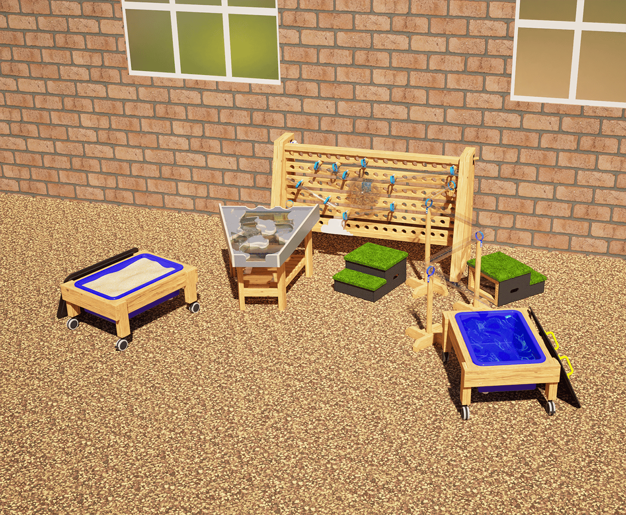 Movable Water Wall with Water and Damming Play Environment Package in render form