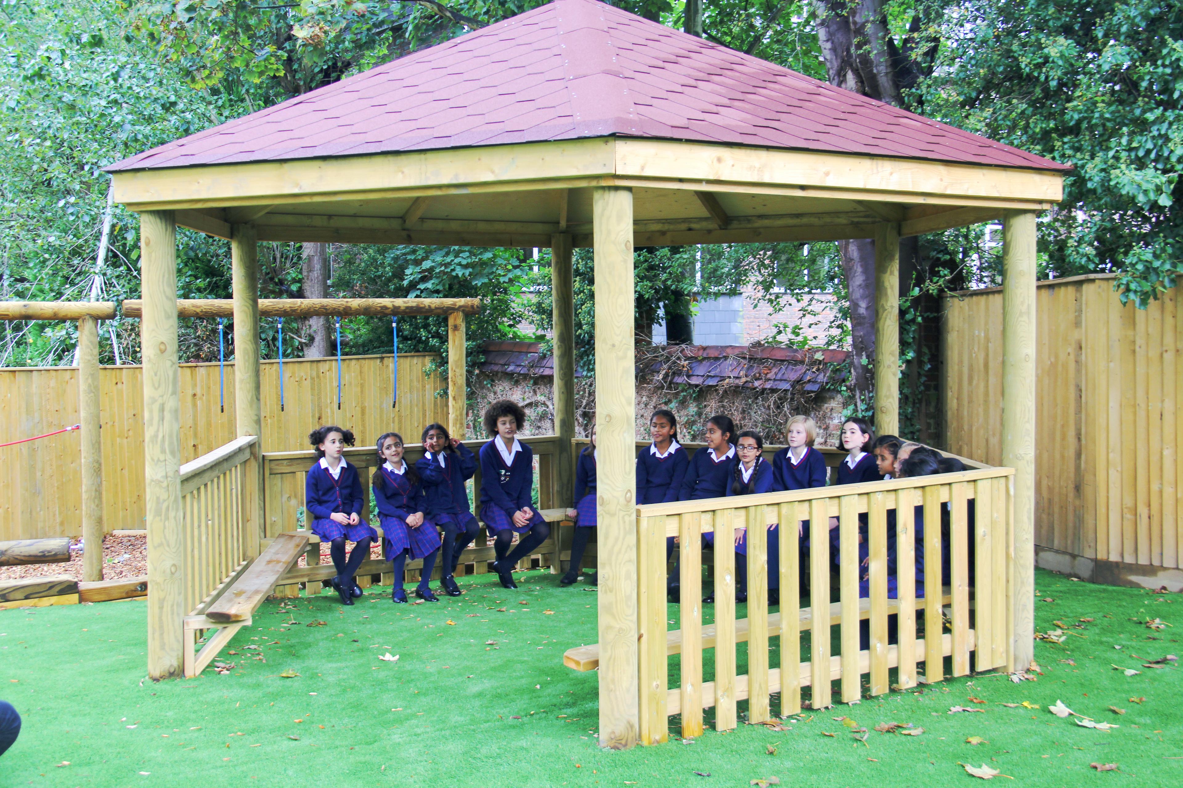 5m Wooden Gazebo in school playground