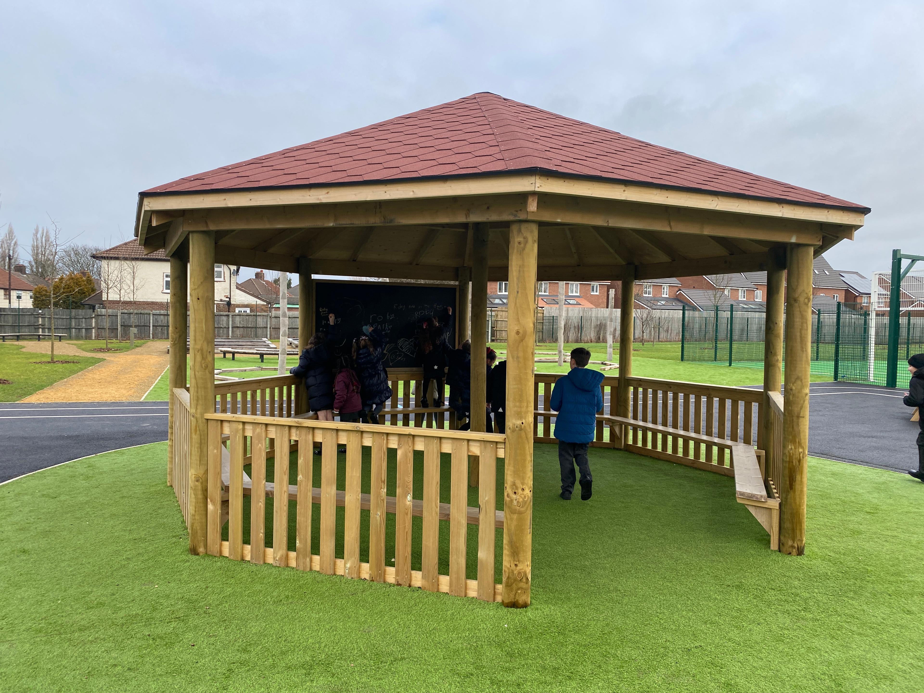 6m Wooden Octagonal Gazebo in School Playground
