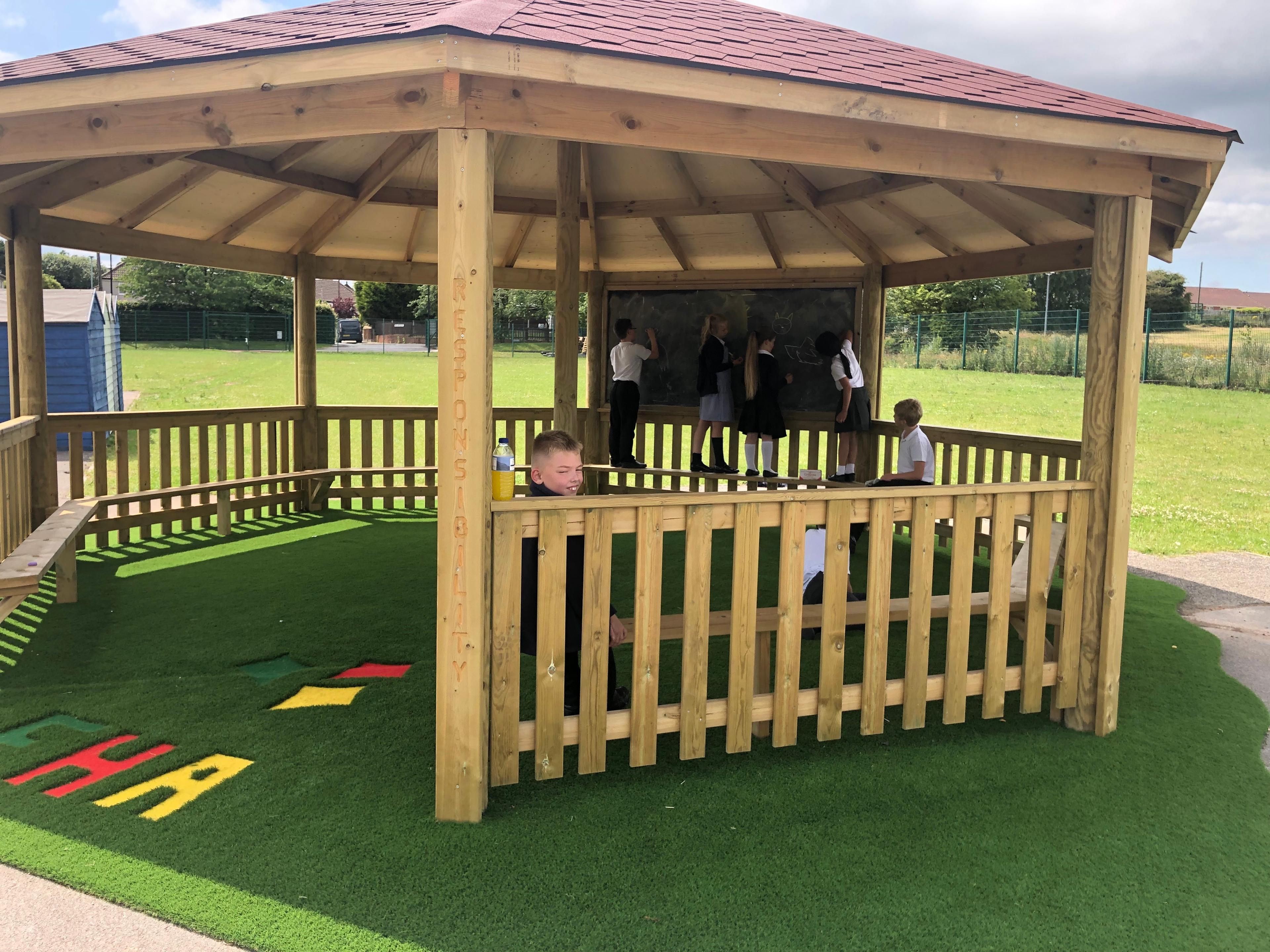 7.5m Wooden Gazebo in a school playground