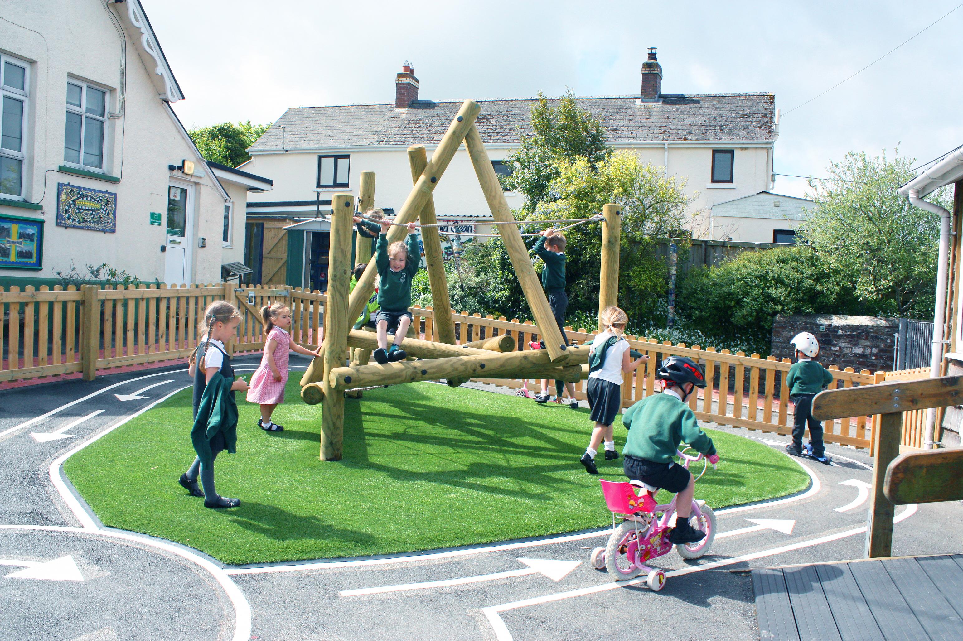 Harter Fell Wooden Climber in primary school playground.