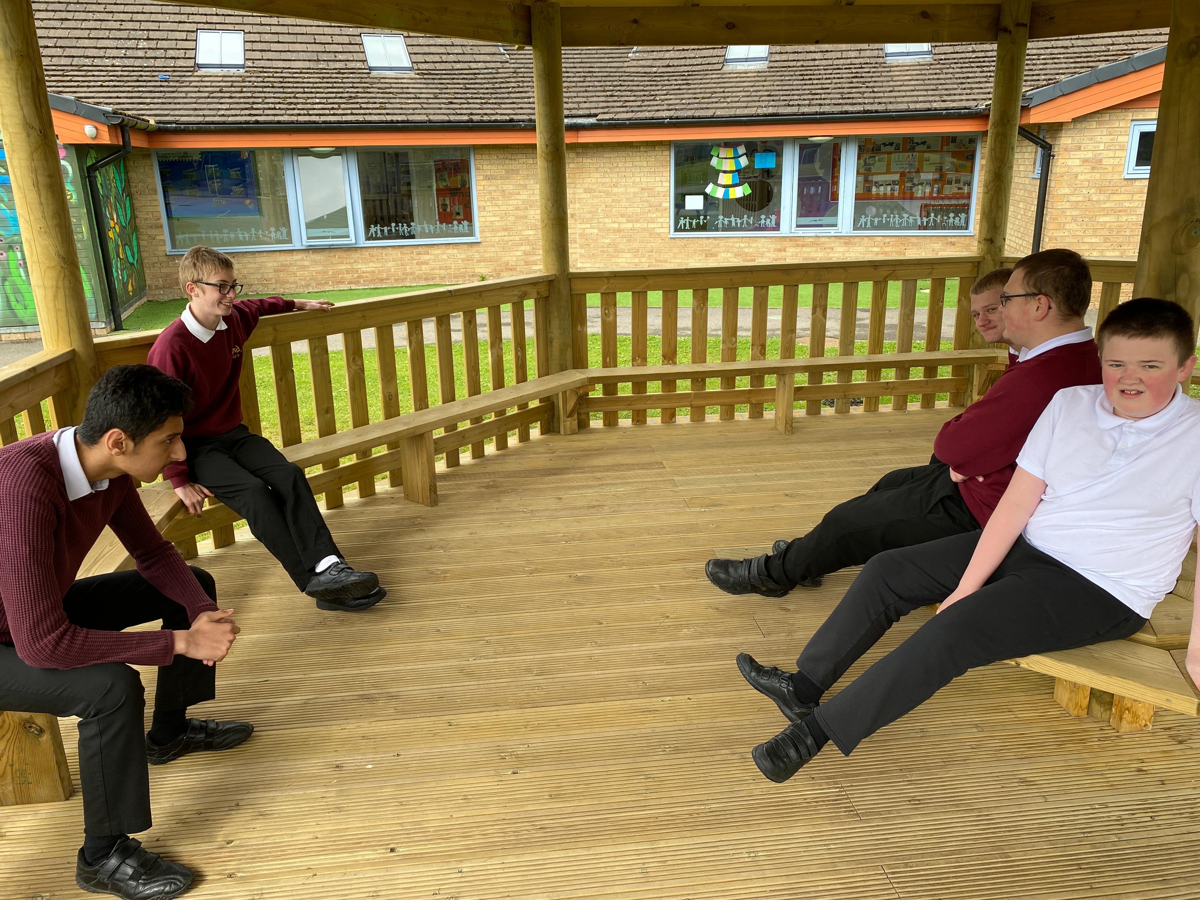 7.5m wooden gazebo in a school playground.