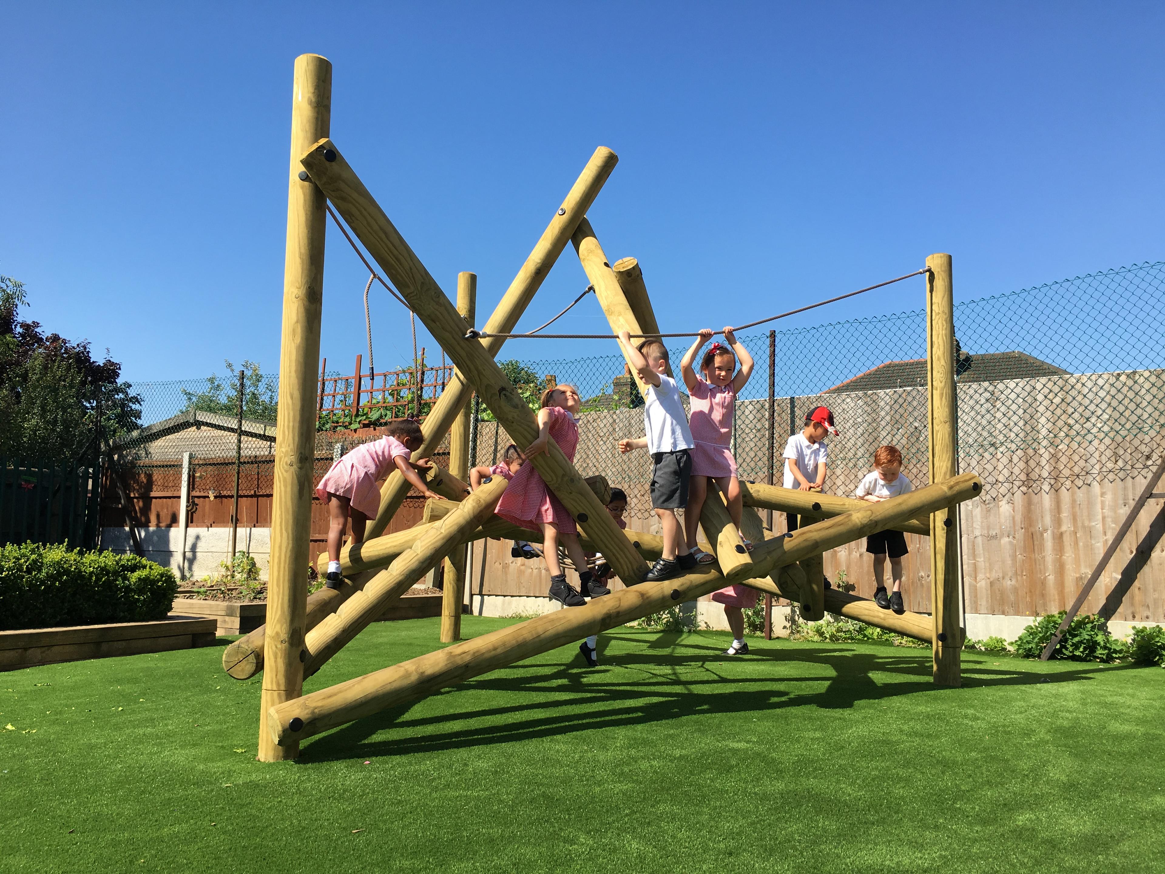Wooden Bowfell Climber in a school playground