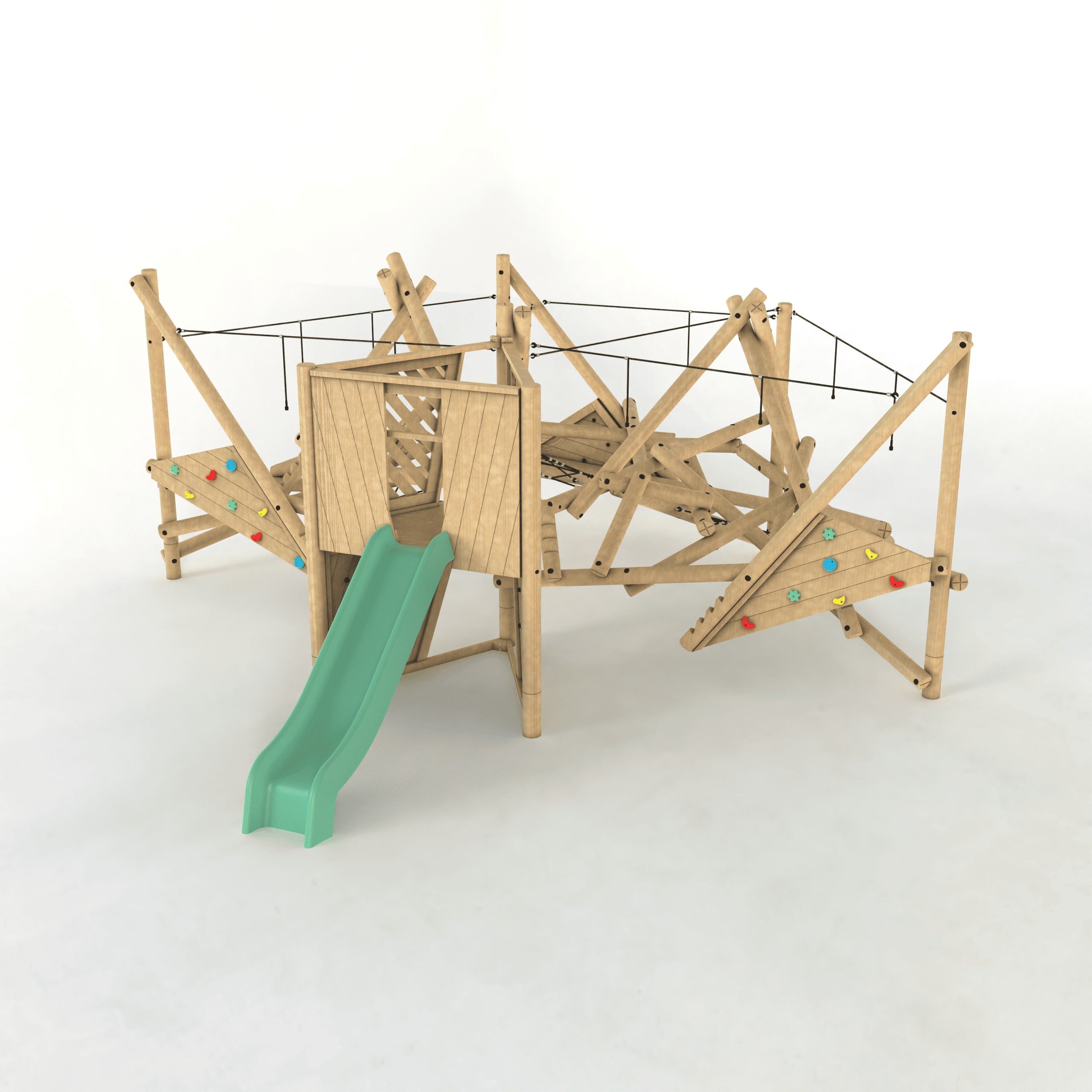 A side view render image of Crinkle Crags Climber with Platform and Slide