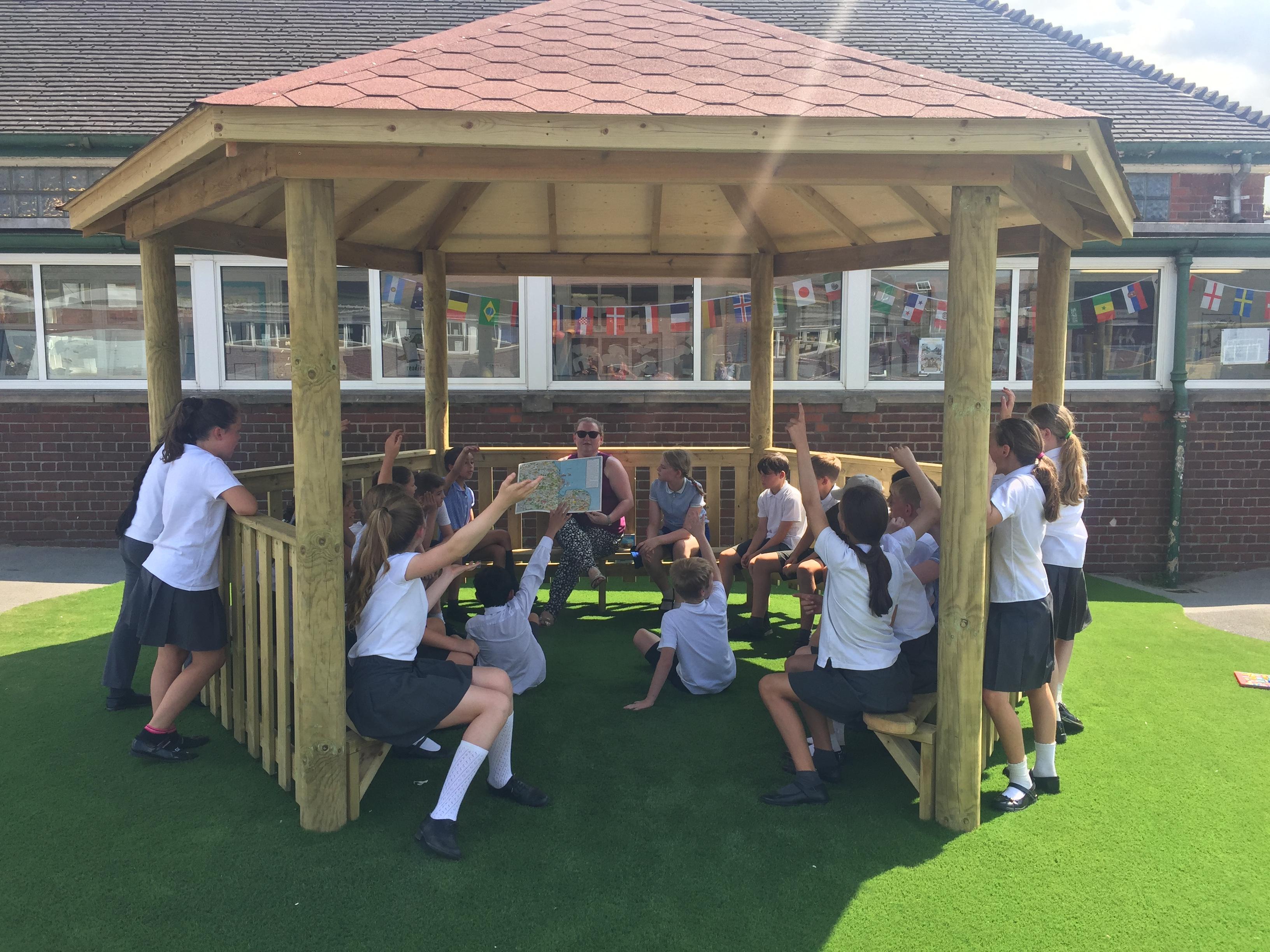 5m Wooden Gazebo in school playground