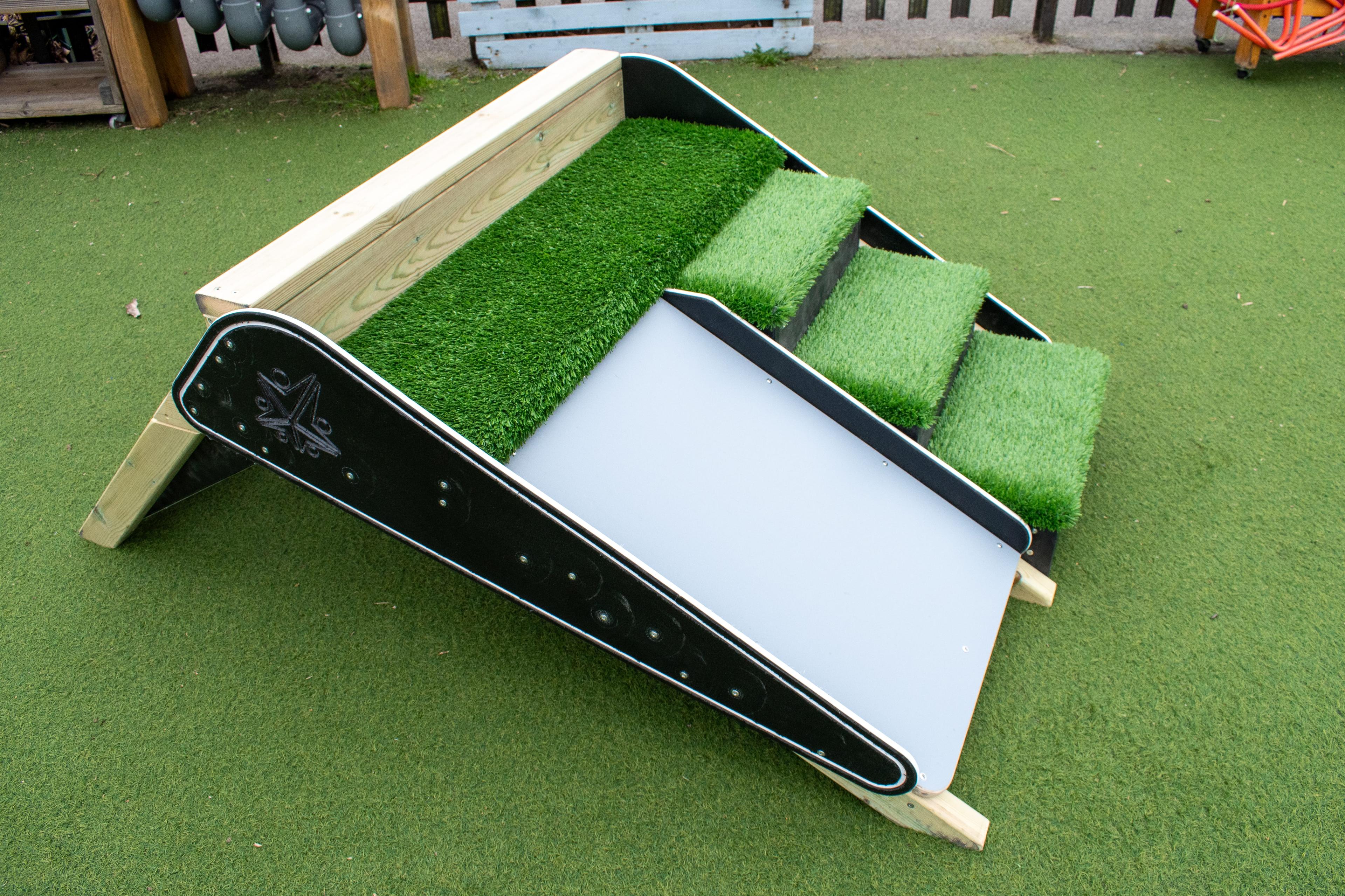 An image of the A-frame placed on an artificial grass surface.