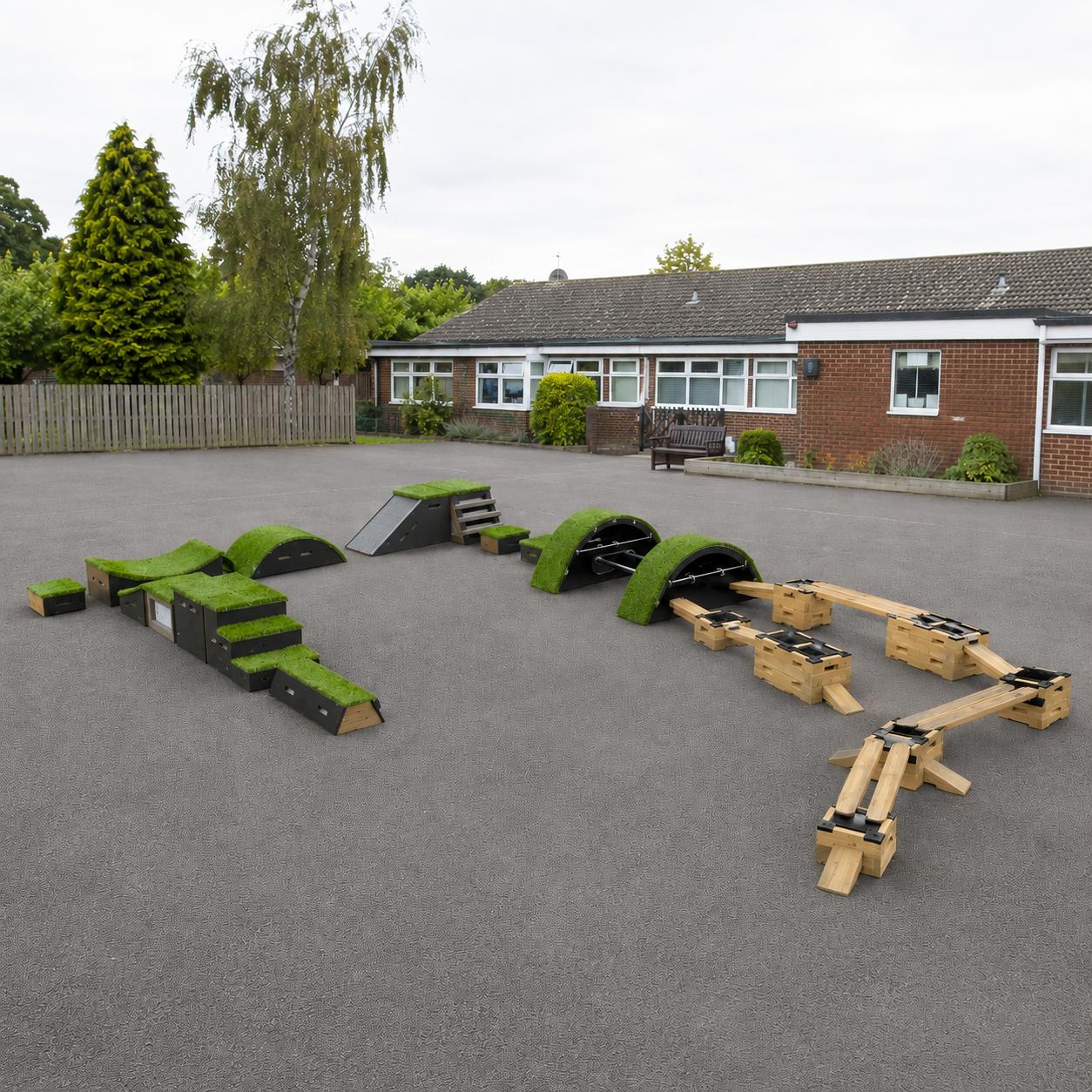 An image showcasing all of the pieces included in the Sports Premium Fundamental Balance & Coordination Package.