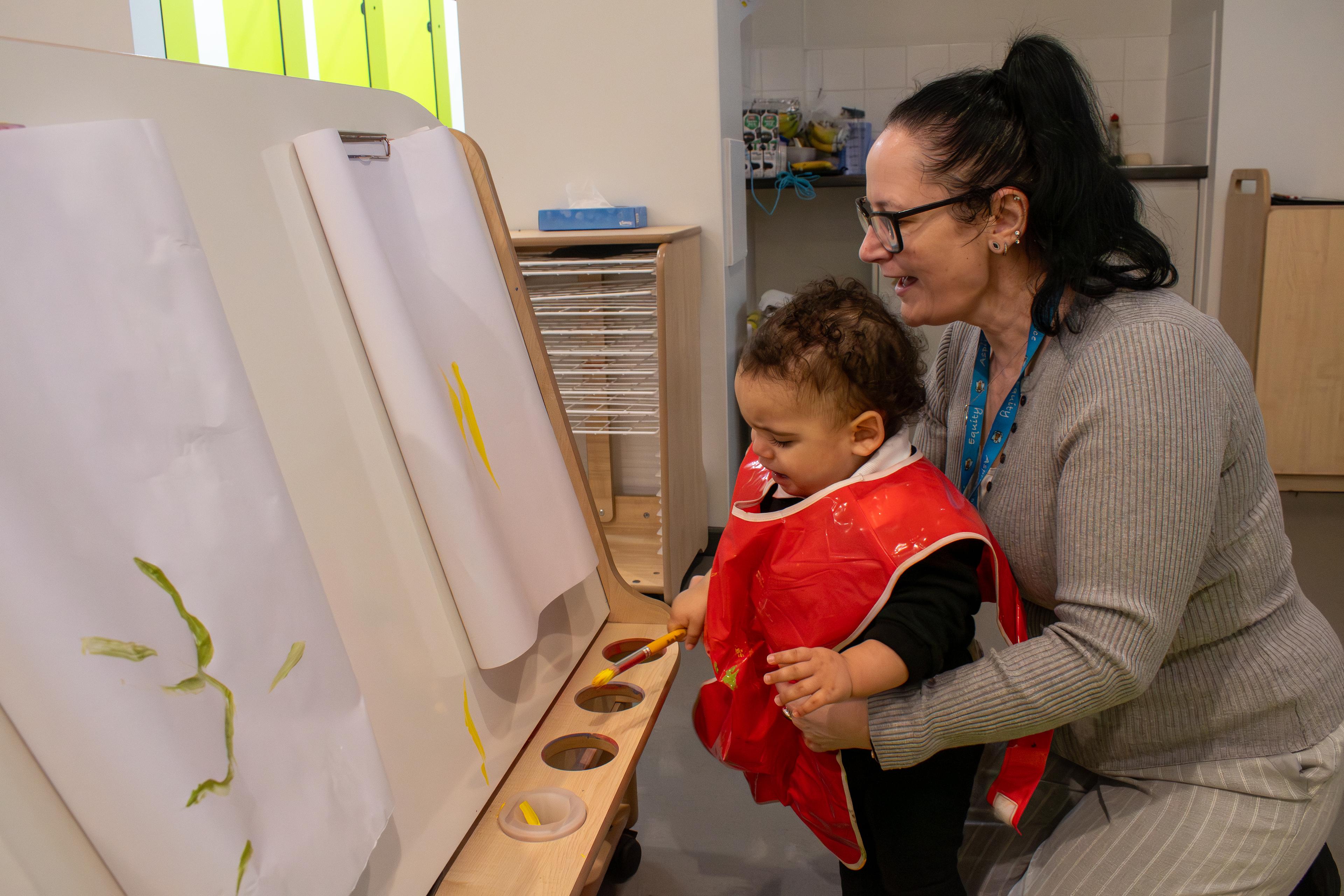 double sided easel painting child